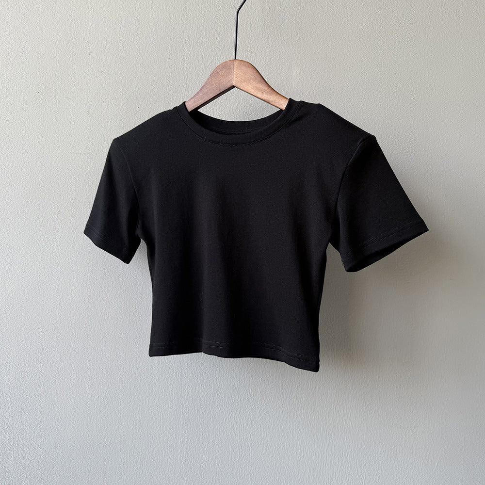 Dame kortærmet crop-top i økologisk bomuld Stilla