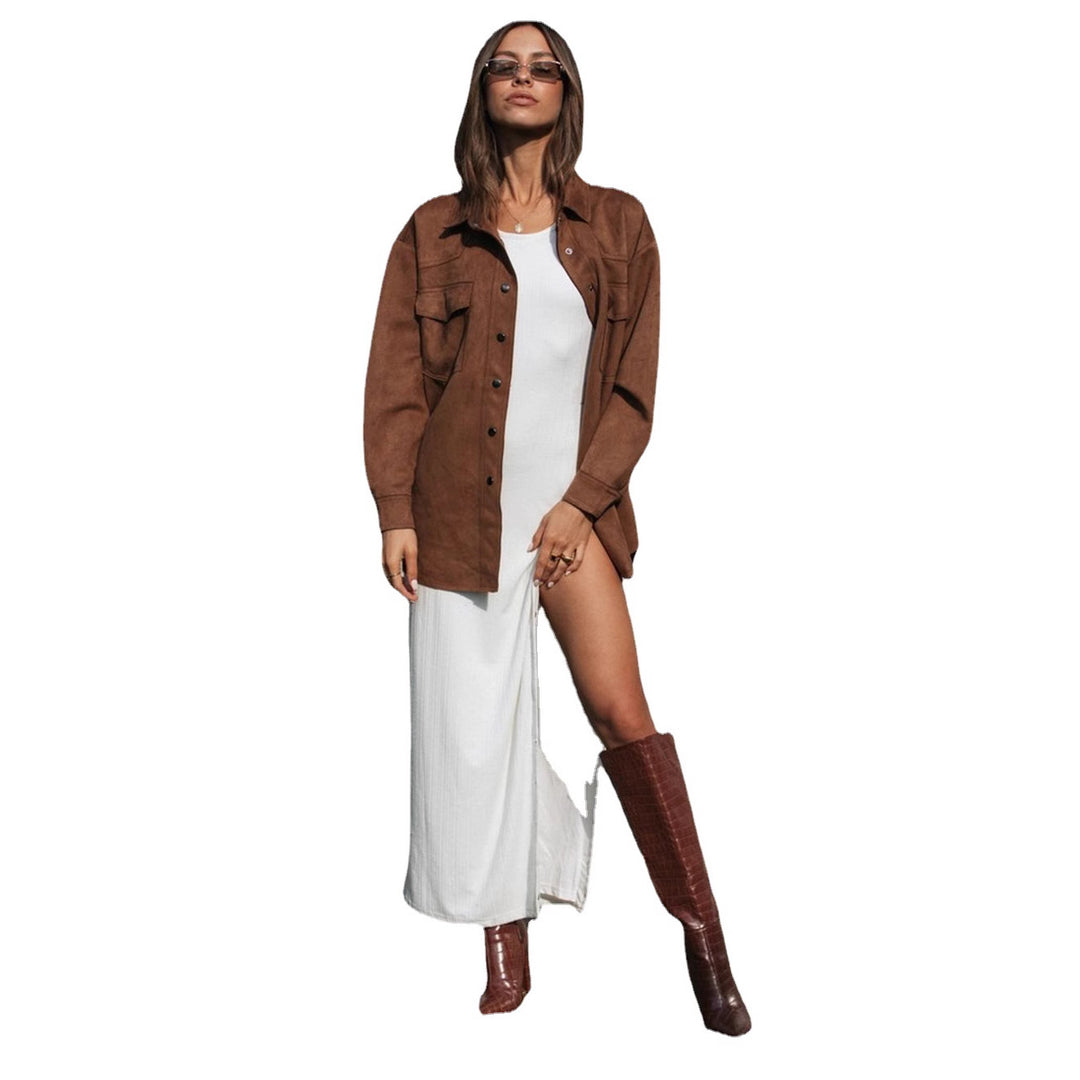 Kvinders oversized bluse lavet af blødt suede-imitation Stilla
