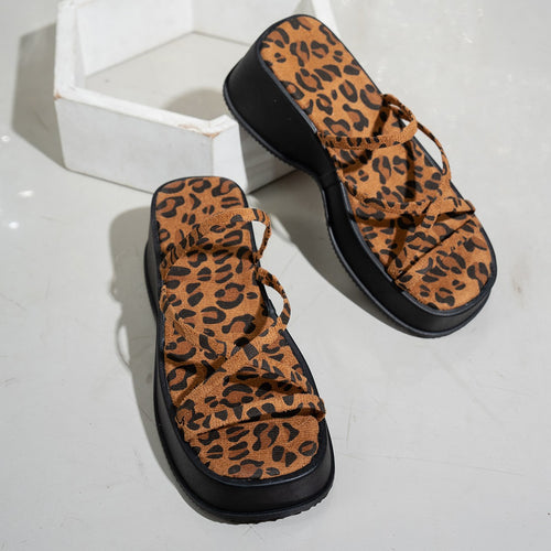 Dame Platform Sandaler med Leo-Print Stilla