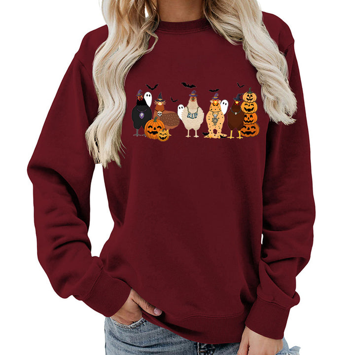 Dame sweatshirt med muntert Halloween-motiv Stilla