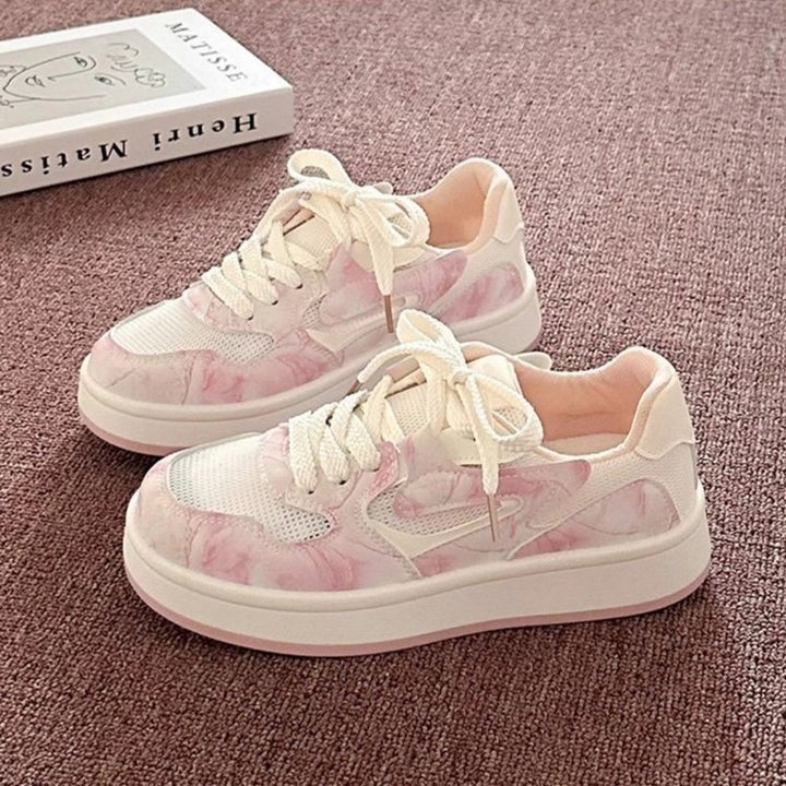 Dame Sneakers med åndbart overmateriale og detaljeret marmorert design Stilla