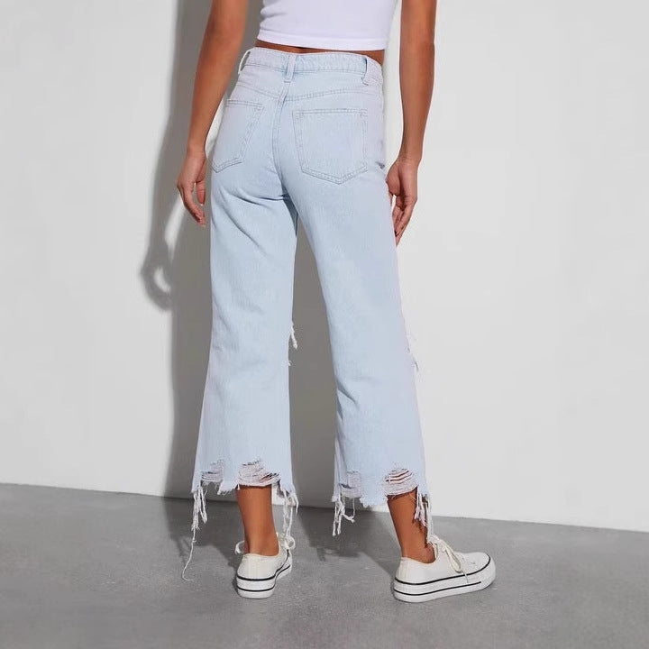 Kvinders Zestroyed Jeans med Løs Pasform og Frække Riv Stilla