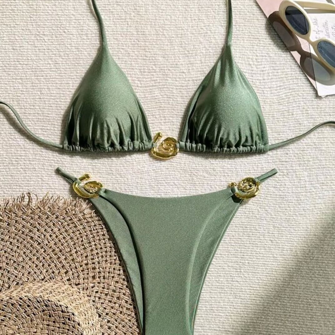 Dame Triangel-Bikini med raffineret guld-detalje Skovae