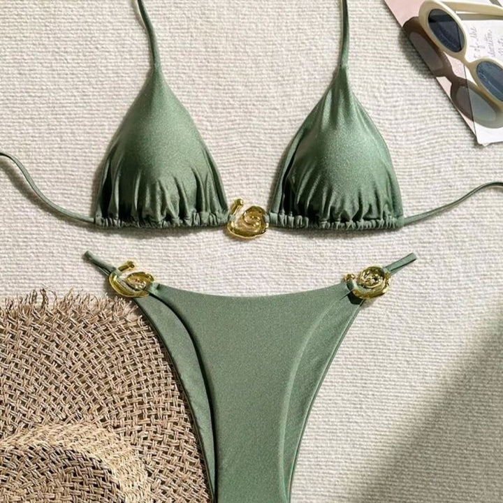 Dame Triangel-Bikini med raffineret guld-detalje Skovae