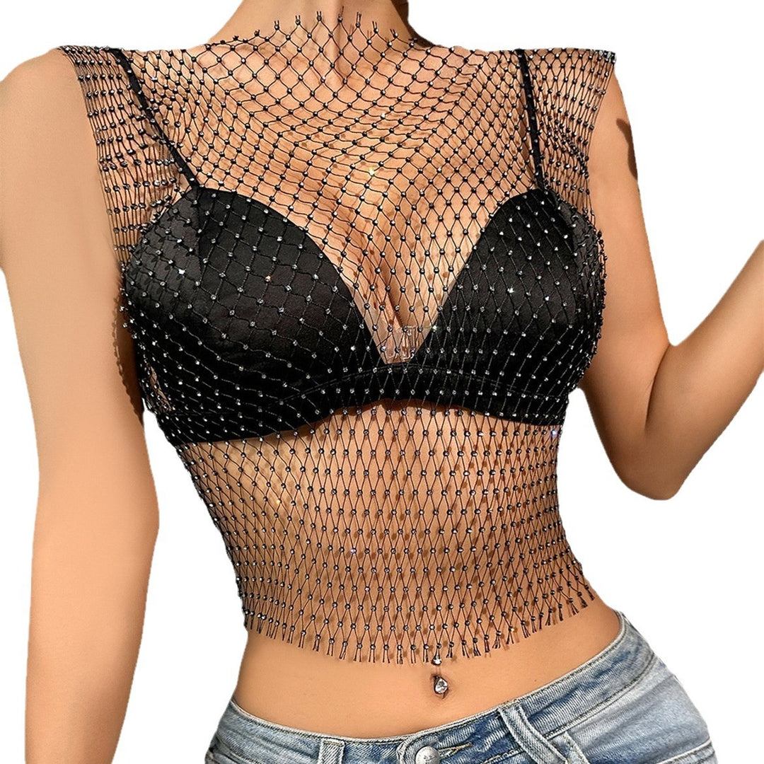 Dame Mesh Strandtunika med glitrende accenter Stilla