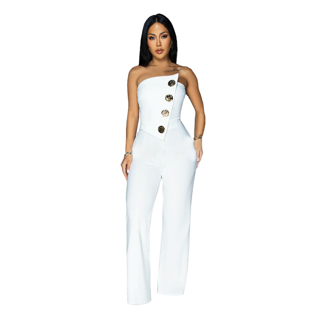 Dame Elegante Jumpsuit med asymmetrisk top og stilfulde knapdetaljer Stilla