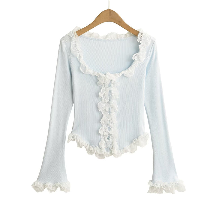 Dame ruffleskjorte med lange ærmer og feminine detaljer Stilla
