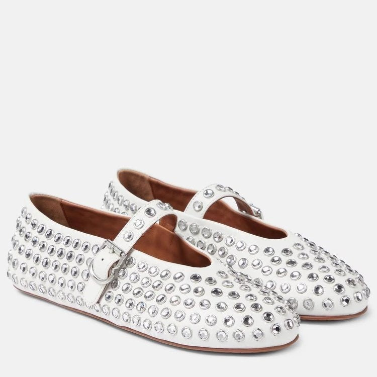 Damer Ballerinas med dekorative strassapplikationer og justerbar rem Stilla