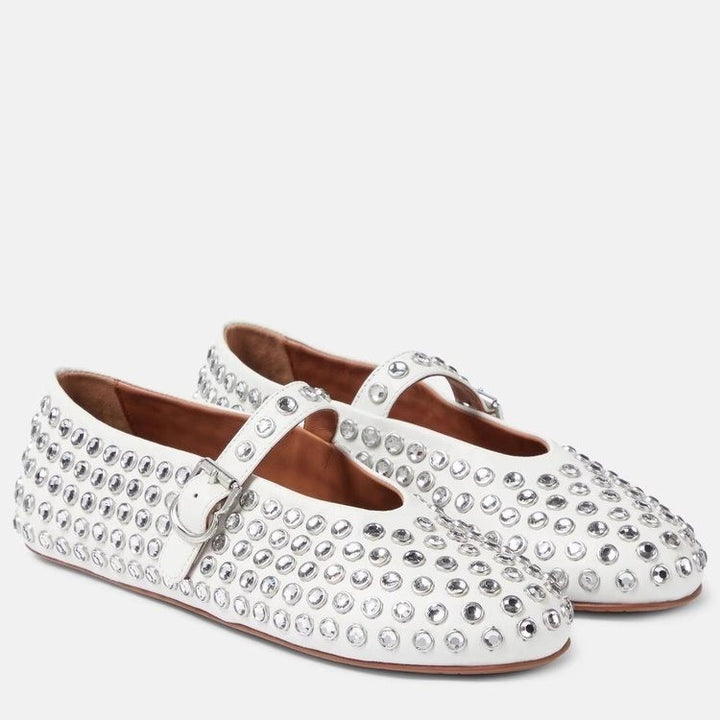 Damer Ballerinas med dekorative strassapplikationer og justerbar rem Stilla