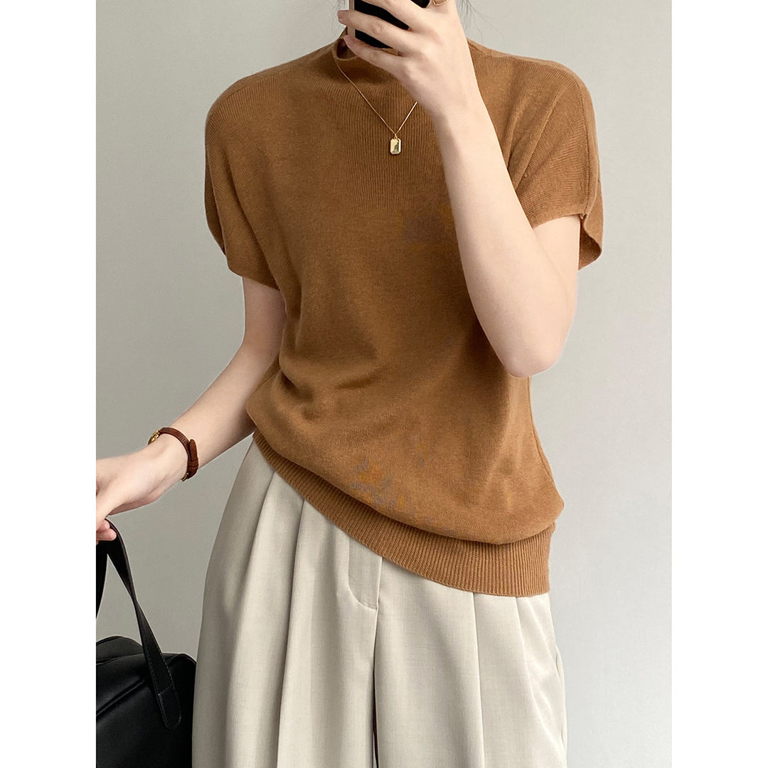 Dame elegant Kortærmet sweater med fin struktur og afslappet pasform Stilla