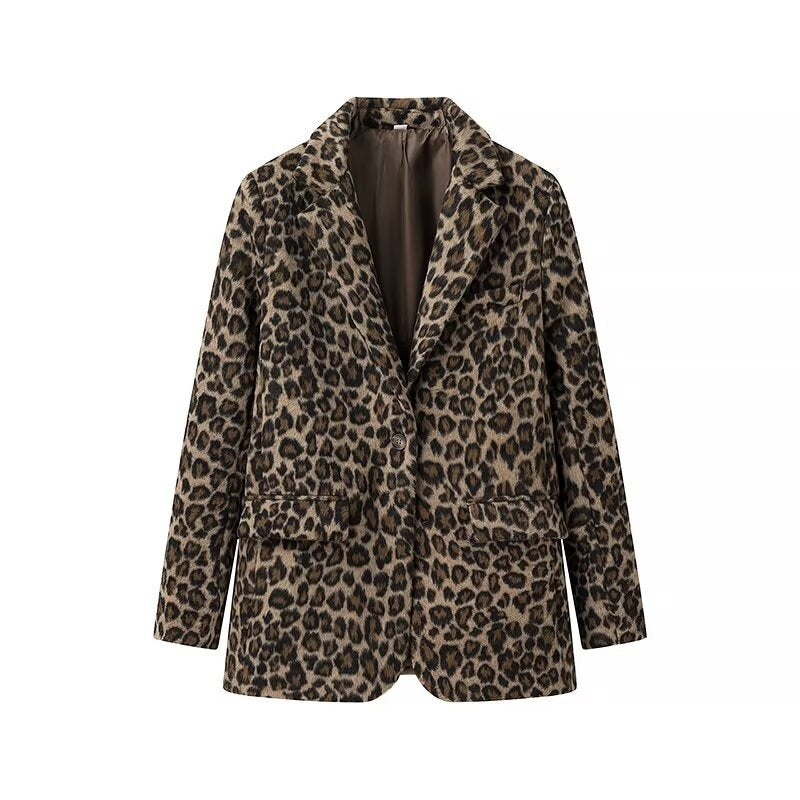 Dame elegant blazer jakke i stilfuldt leopardmønster Stilla