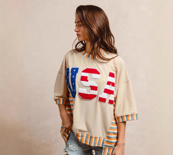 Dame afslappet oversized sweatshirt med farverigt logo-vævet Stilla