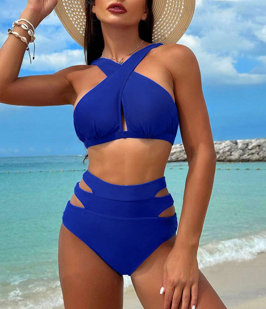 Damer højt skåret bikini med stilfulde cut-outs Skovae