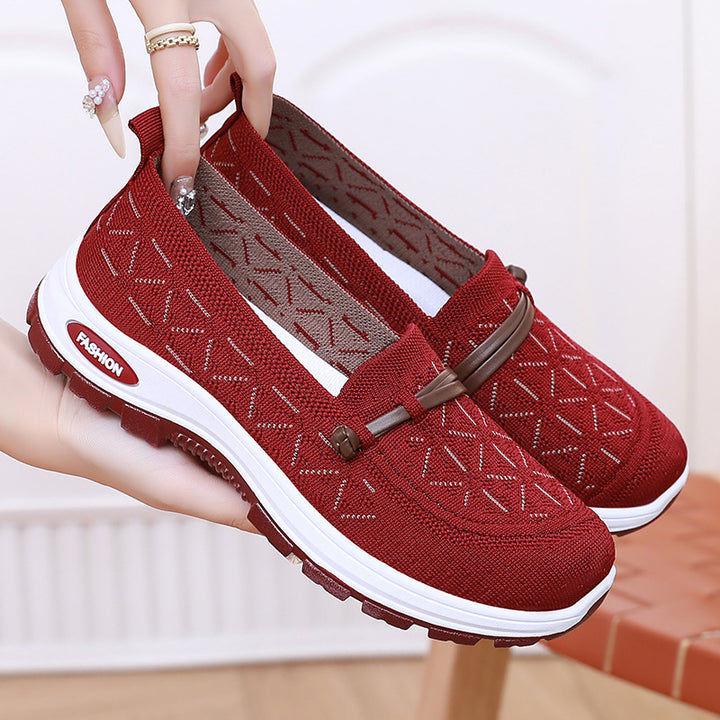 Femme Stilfulde Slip-On Komfort Sneakers med dekorativt strikdesign Stilla