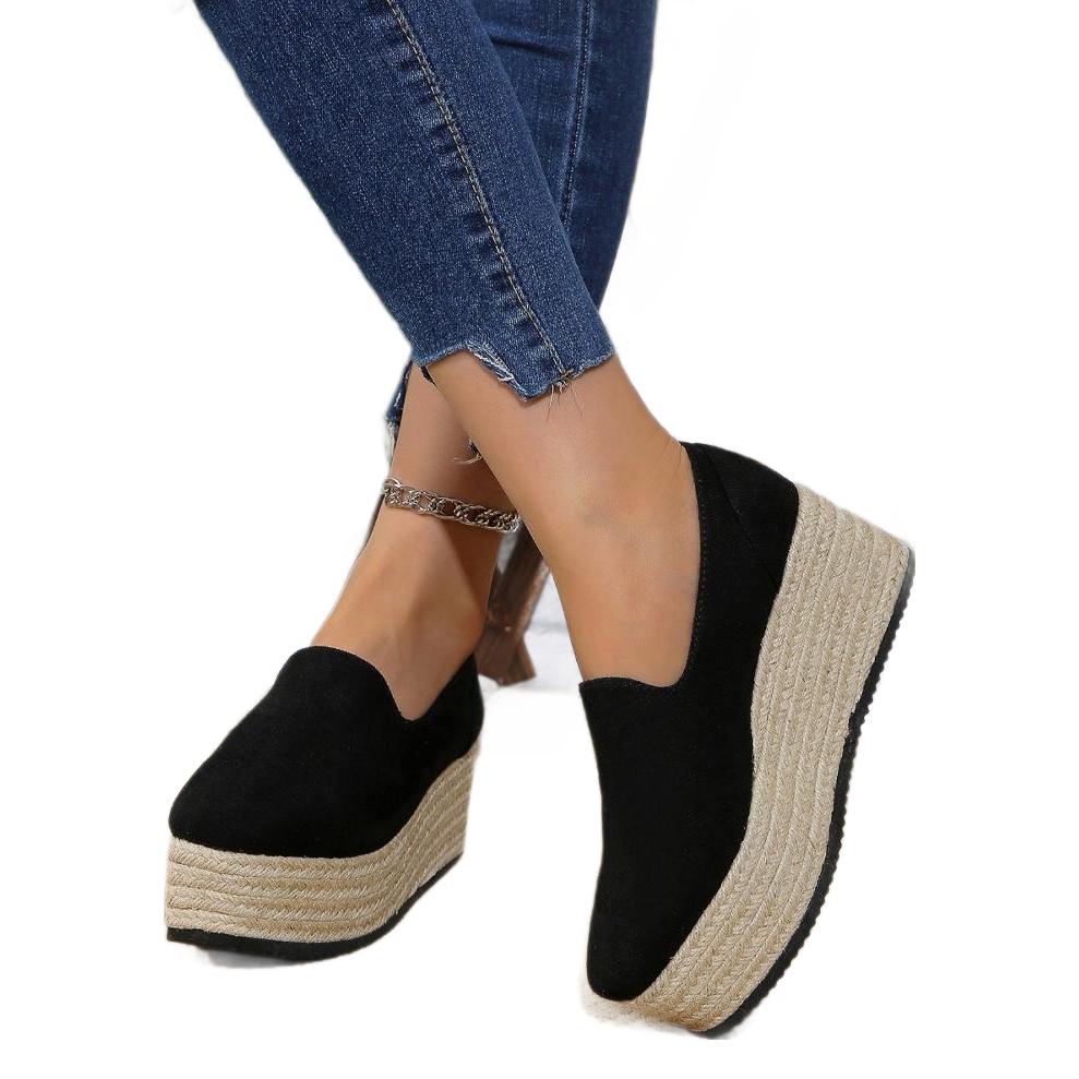 Dame Plateau-sandaler med elastisk udskæring og komfortabelt jute-design Stilla