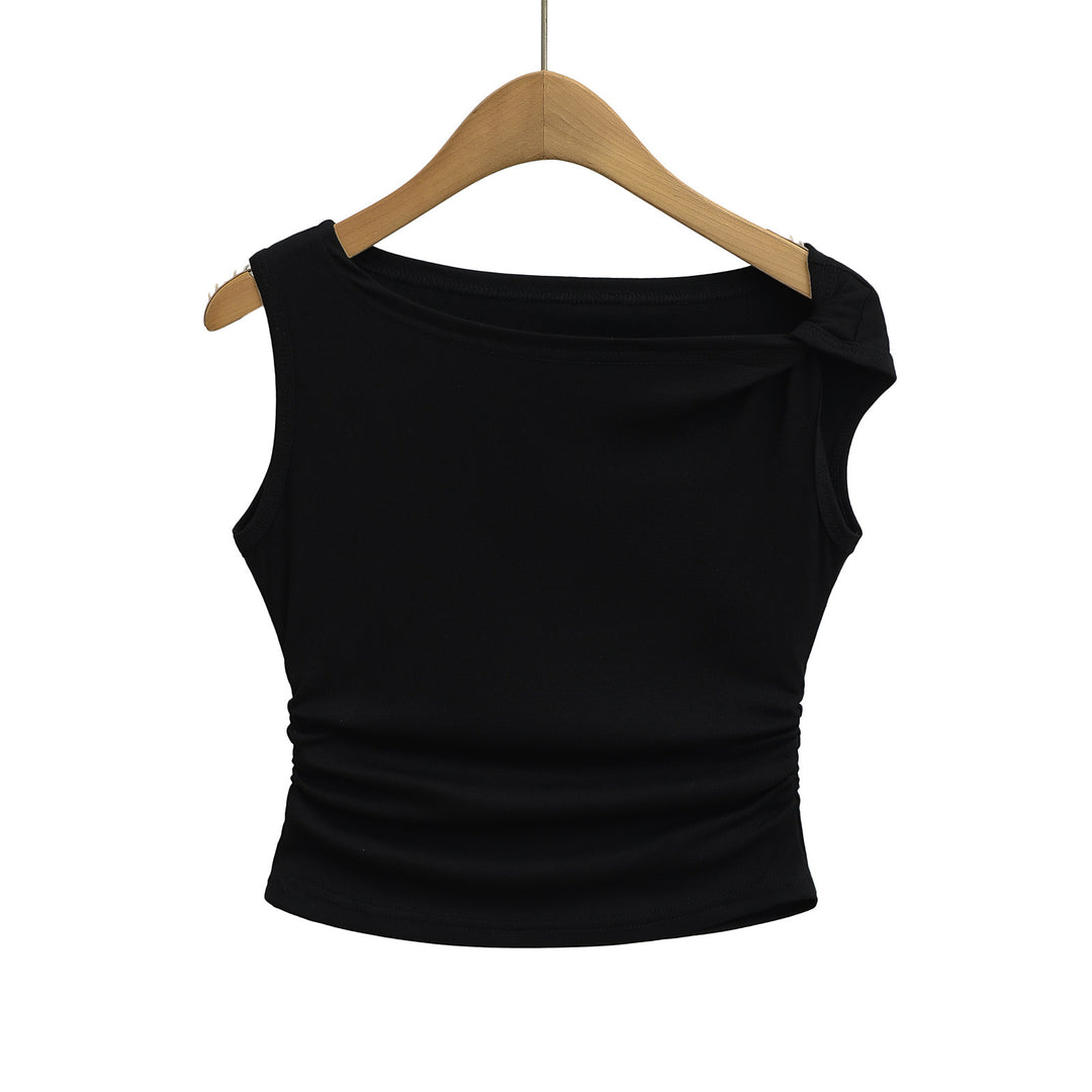 Dame ærmeløs tanktop med elegant indpakningsdesign og fin ribstruktur Stilla