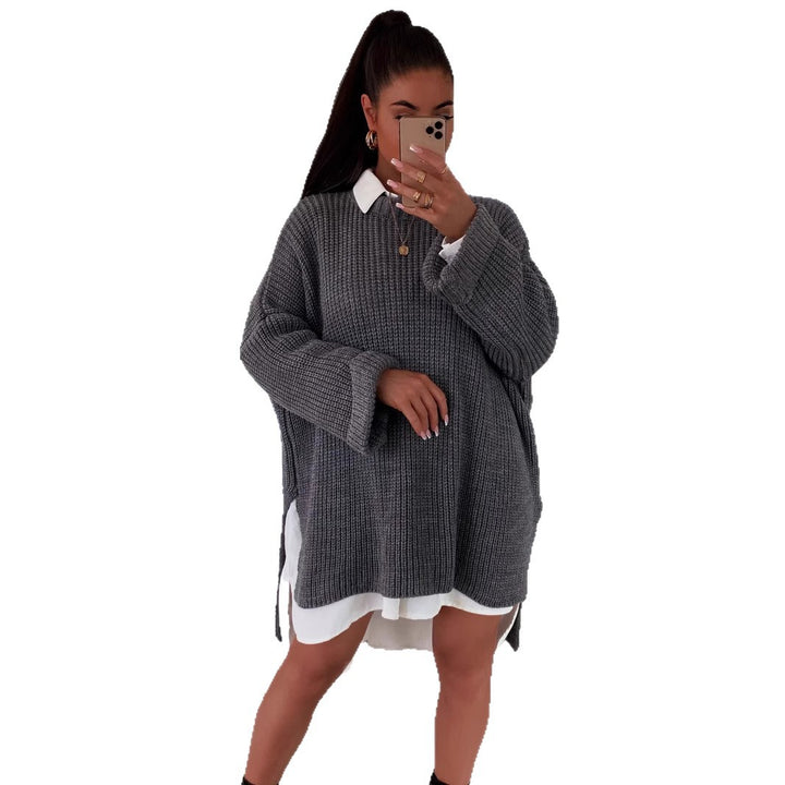 Kvindernes oversized strikket pullover med afslappet snit og bredeskårne ærmer Stilla