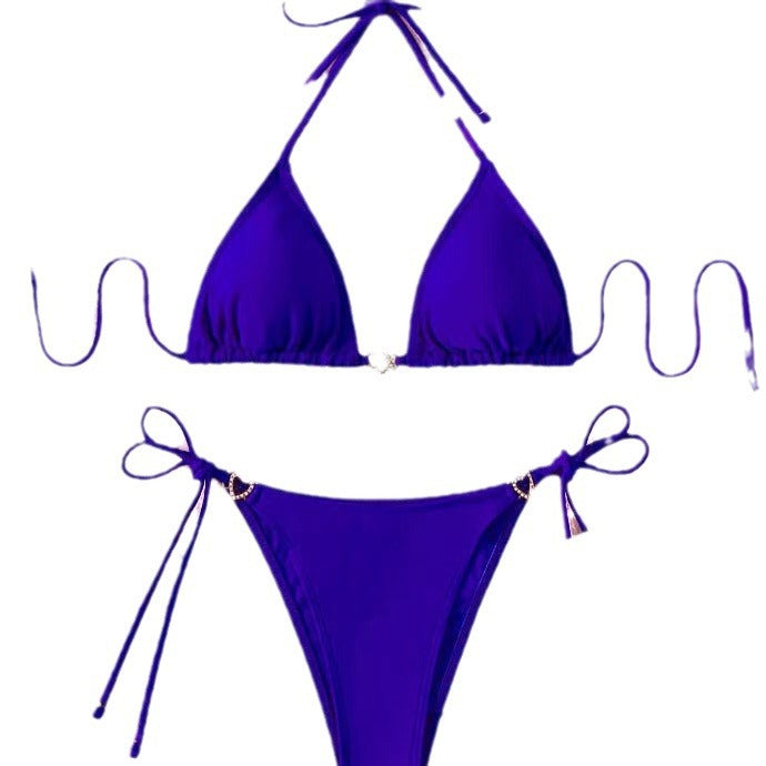 Dame Triangel-Bikini med justerbare bindebånd og elegant smykkedetail Stilla