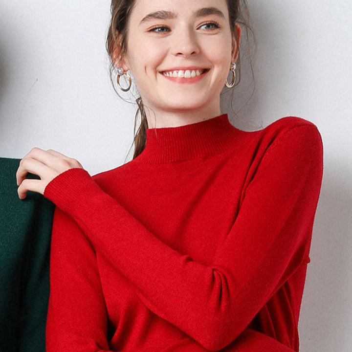 Ladies High Neck Fine Knit Sweater Stilla