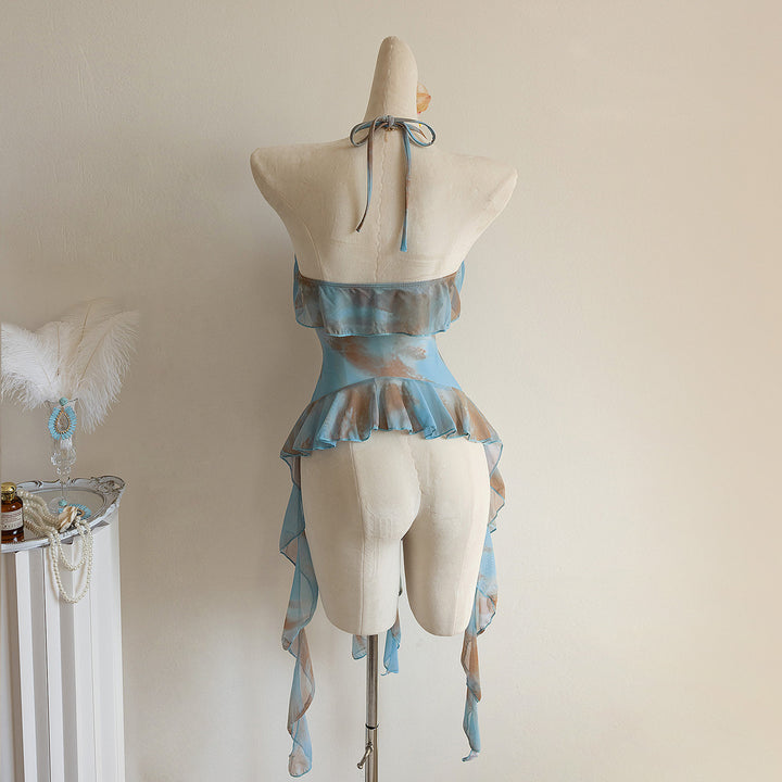 Dame Strandkjole med transparente Volants Skovae