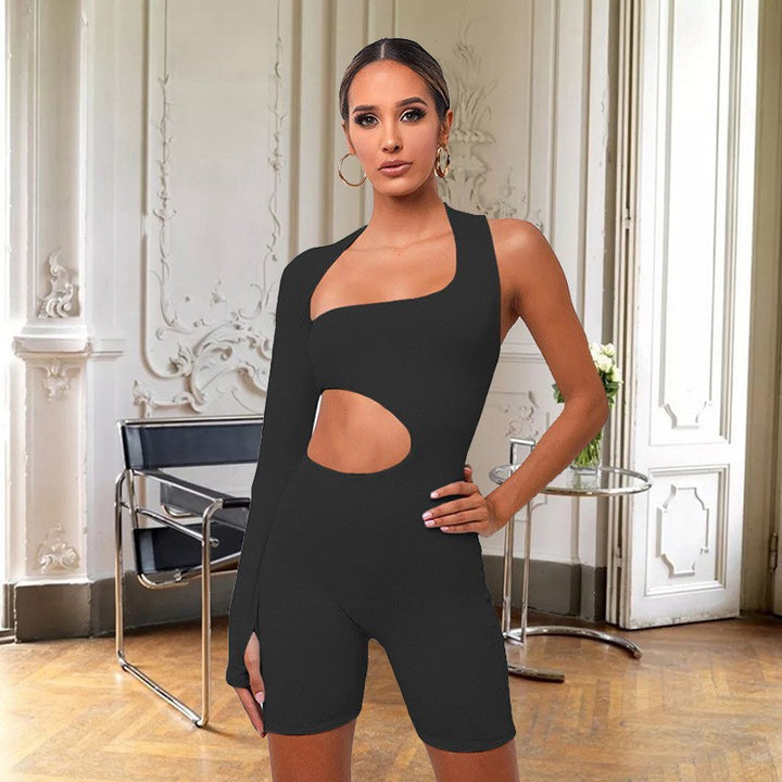Dame figurformet Cut-Out-overalls med asymmetrisk design Stilla