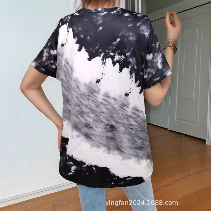 Dame Størrelse Batik Grafik T-Shirt Stilla