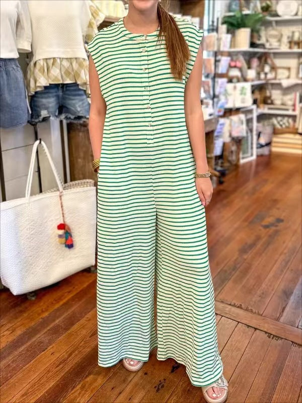 Kvindernes afslappede jumpsuit med moderne stribemønster og praktiske lommer Stilla