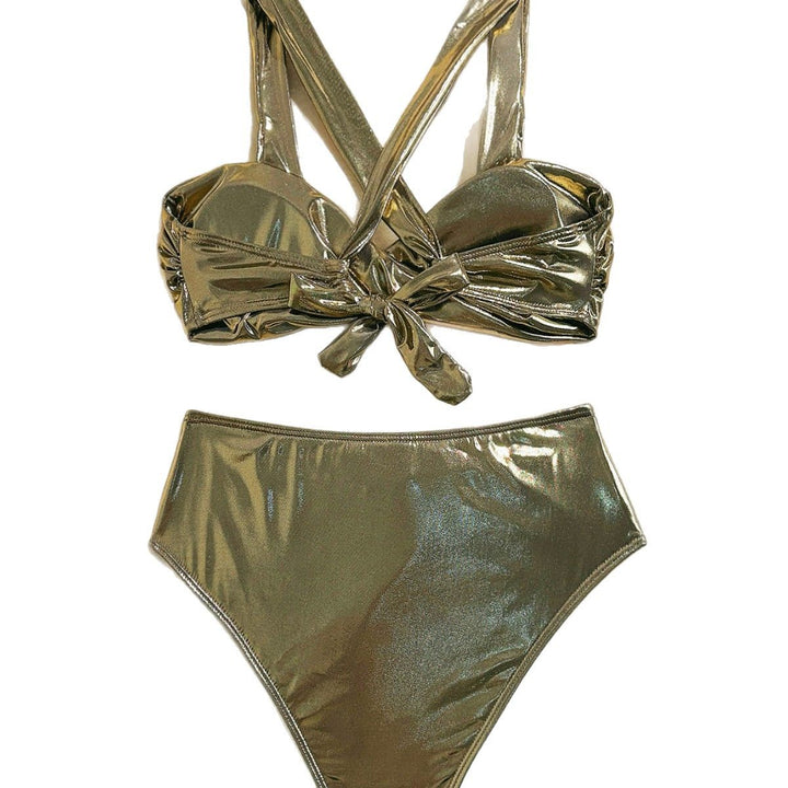 Femme Luksuriøs Metallic Høj Talje Bikini Sæt Stilla