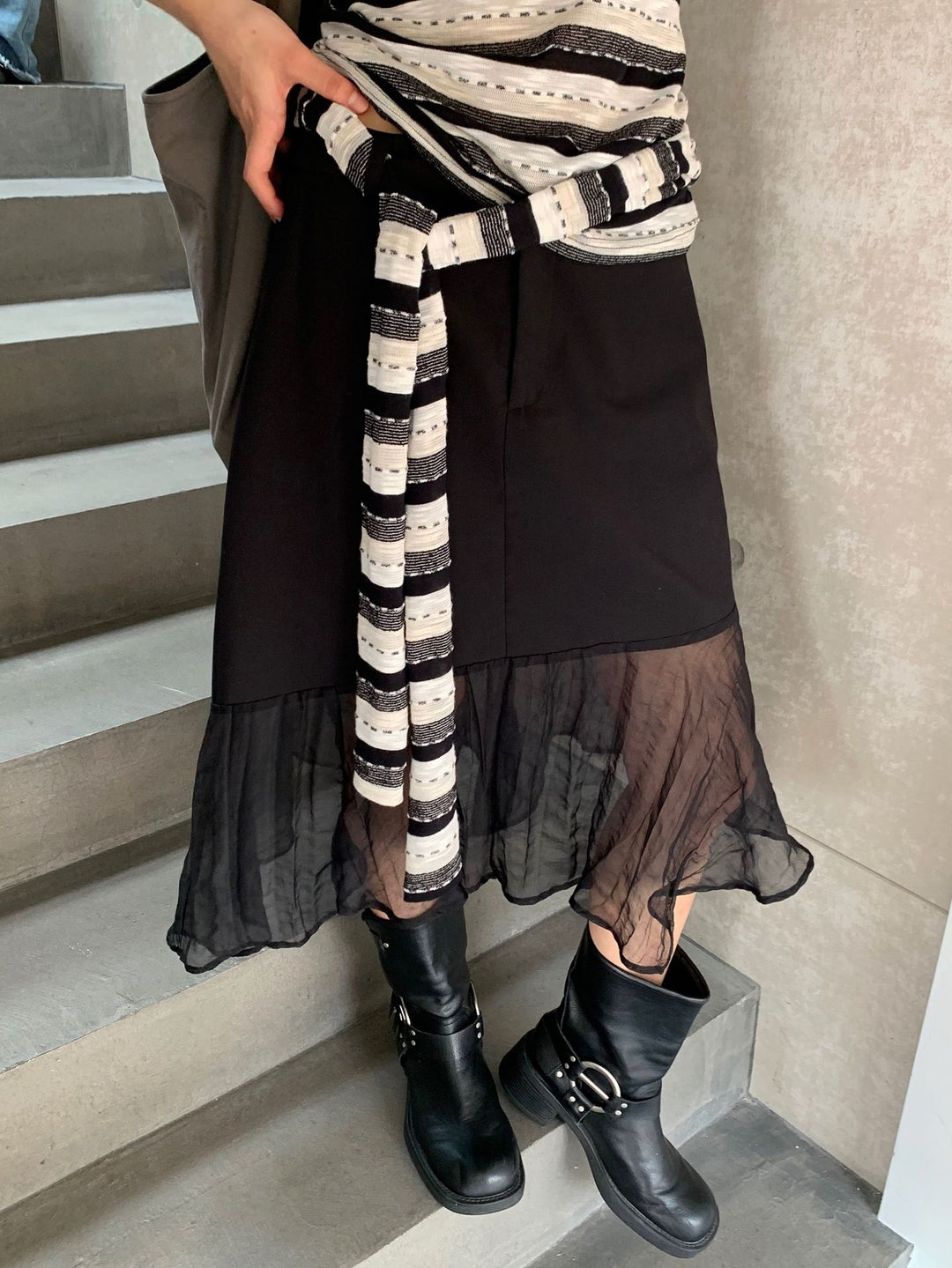 Dame Gehrock med gennemsigtig chiffon-bund Stilla