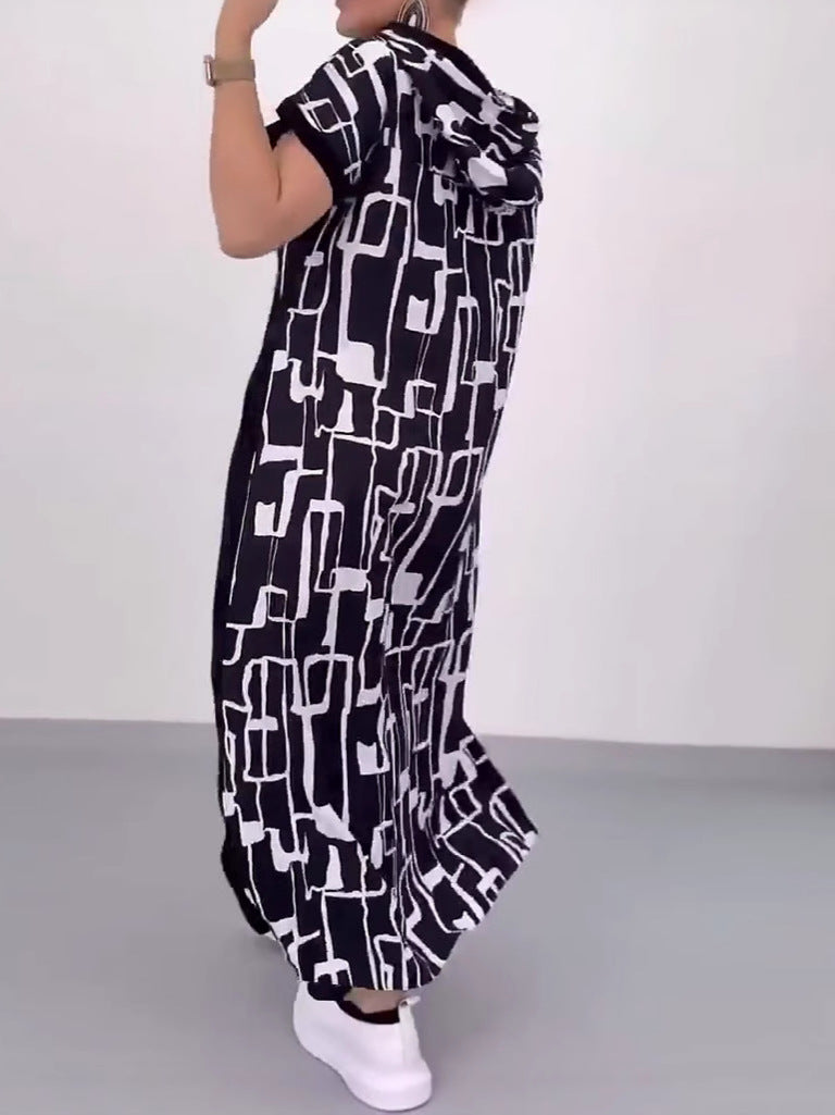 Dame Long Hoodie Kjole med praktisk lynlås og unikt design Stilla