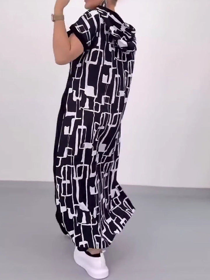Dame Long Hoodie Kjole med praktisk lynlås og unikt design Stilla