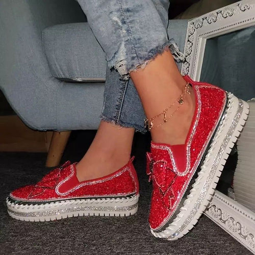 Dame Glitrende Slip-On Sko med moderne Sløjfe Stilla