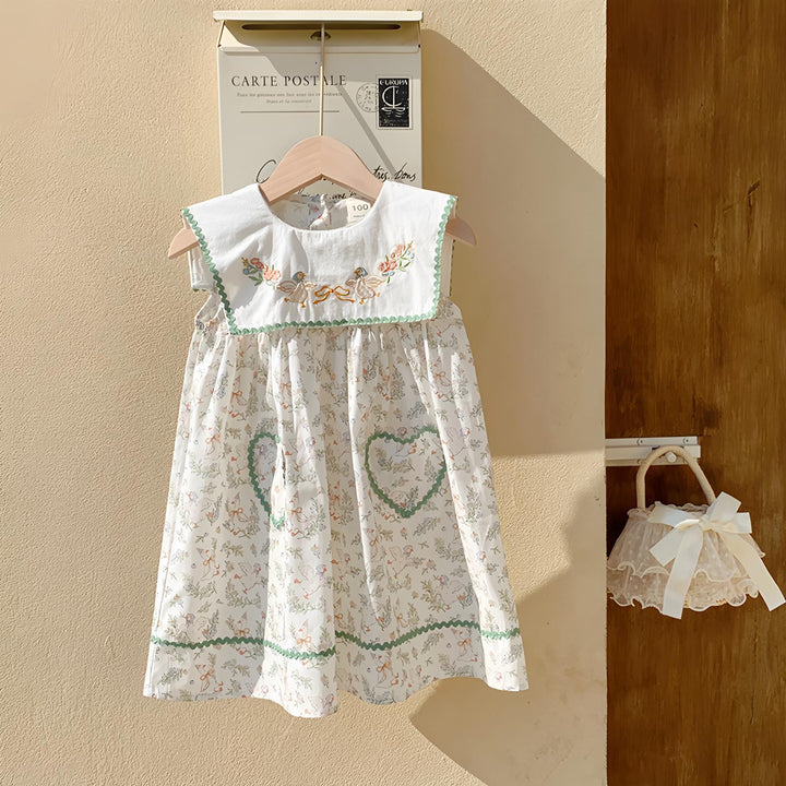 Pige Floral Broderet Sommerkjole Stilla