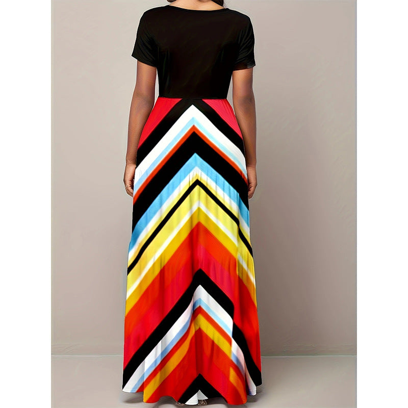 Dame Striber Chevron Maxikjole Stilla