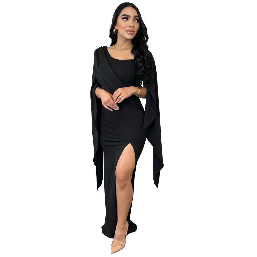 Dame Elegant Maxi-kjole med asymmetrisk overdel og sideslids Stilla