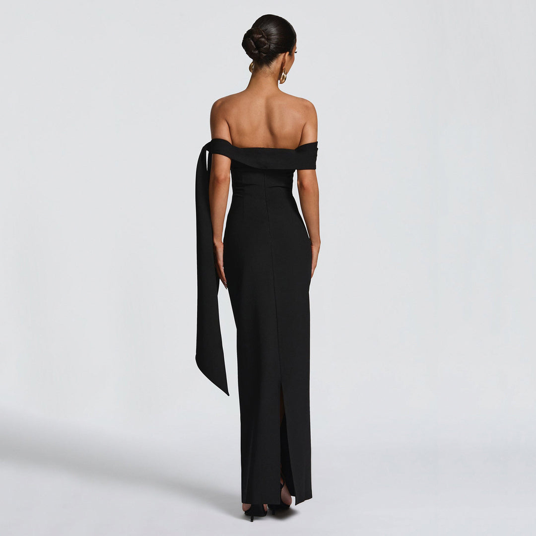 Damernes Off-Shoulder Maxikjole med elegant sløyfede koriske Skovae