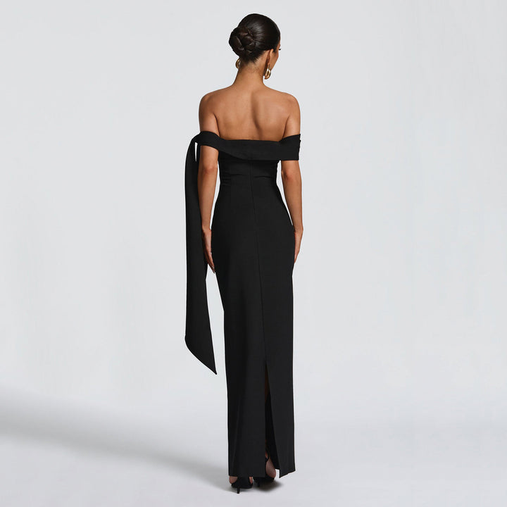 Damernes Off-Shoulder Maxikjole med elegant sløyfede koriske Skovae