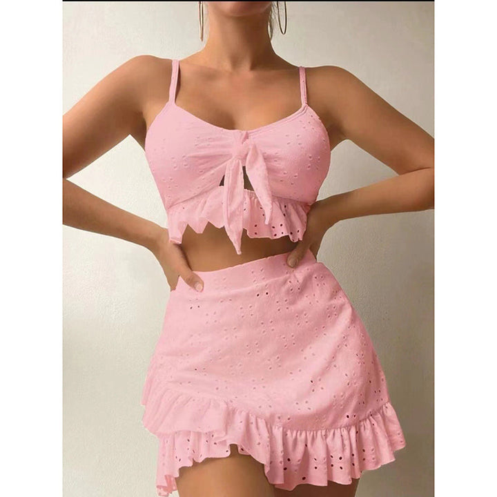 Dame Crop-Top og nederdelssæt med legende flæse-design Skovae
