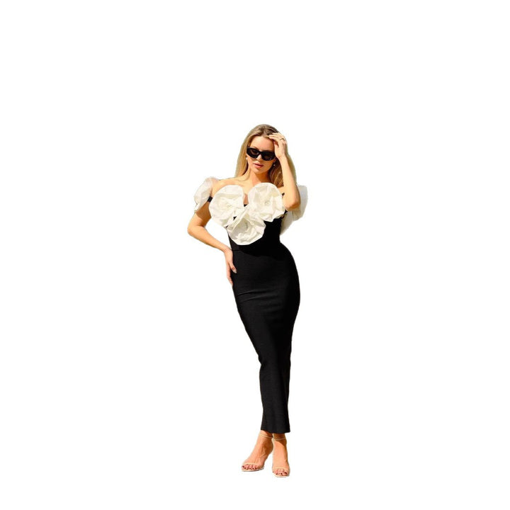 Dame elegant cocktailkjole med voluminøse blomsterdetaljer Stilla