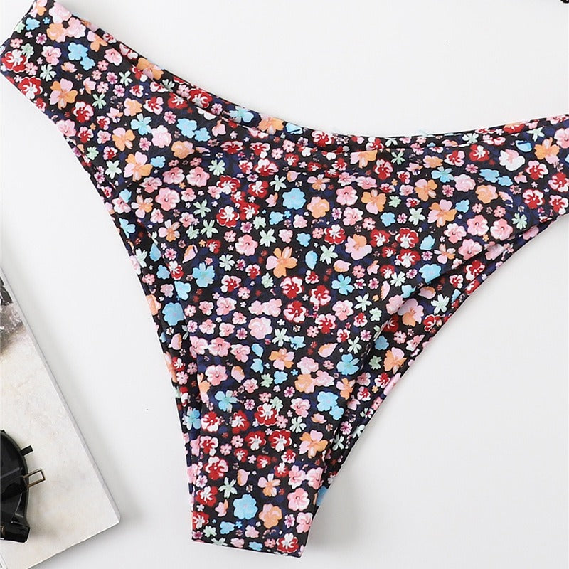 Damer Blomster Rynket Trekant Bikini Sæt Stilla