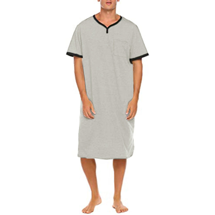 Herrer nan lang bomulds natshirt med Henley-krave Skovae