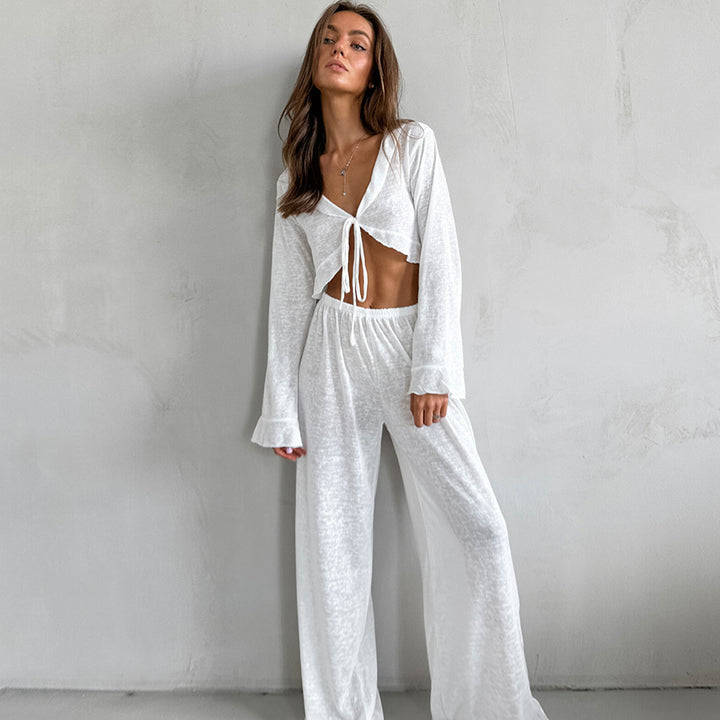 Dame let Cropped-top og Palazzo-bukser sæt Stilla