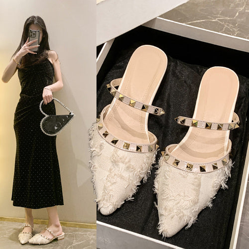 Dame Elegante Slingback Sandaler med fashionable nitter Stilla