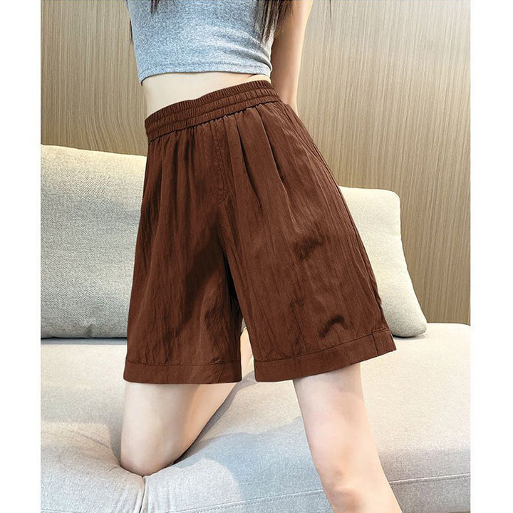 Kvinder casual shorts med elastisk talje og sidelommer