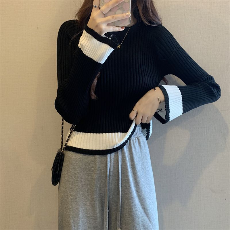 Damerne fashionable ribbet strikket trøje med casual snit Stilla