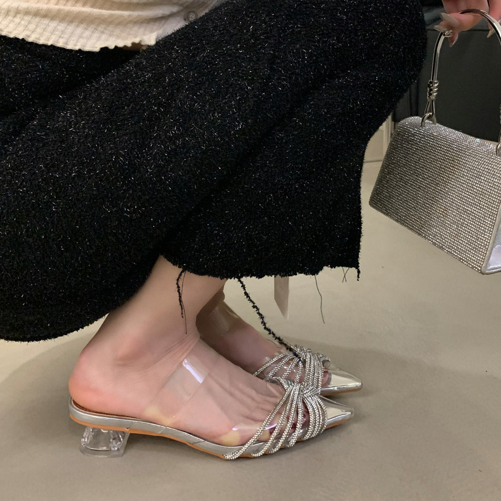 Damer High Heel Sandaler med transparente stropper og funk­lende perledetaljer Stilla
