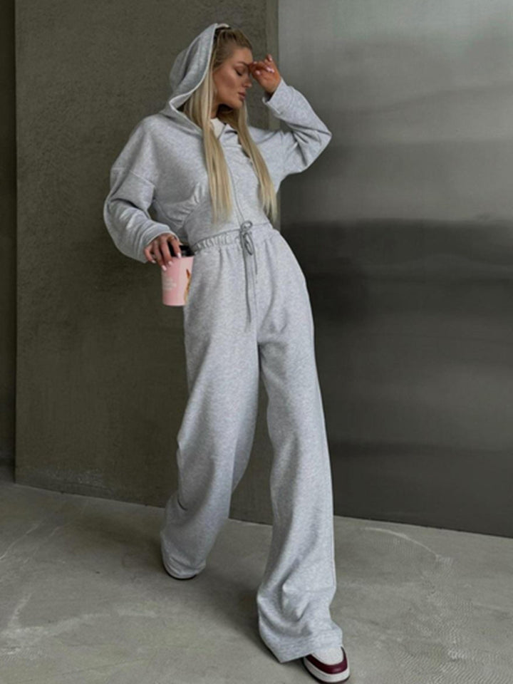 Kvinder afslappet sweatshirt og joggingbukser sæt med høj krave og løs pasform Skovae