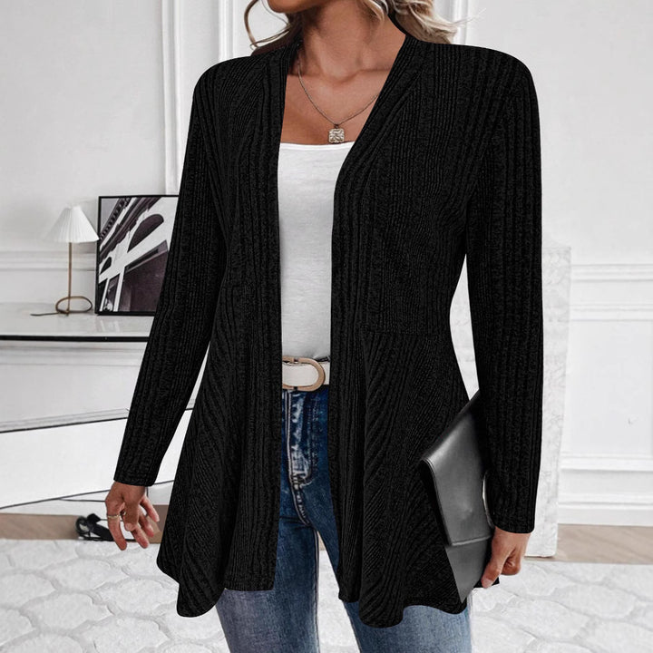 Dame Elegant strikcardigan med flydende snit Stilla