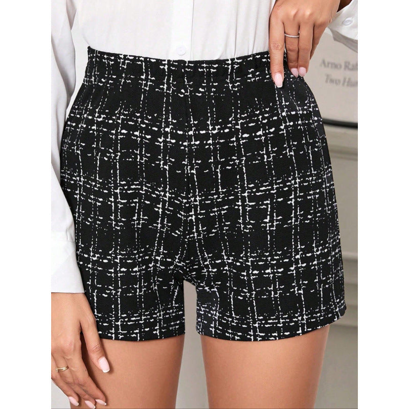 Dame skræddersyede højtaljede shorts med geometrisk print Stilla
