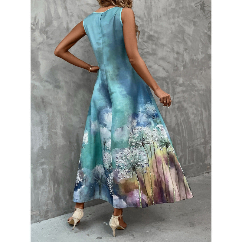 Femme Floral Print A-linje Maxi Kjole Stilla